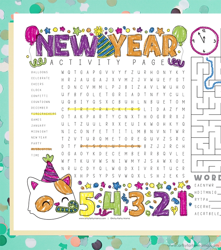new years activity printable