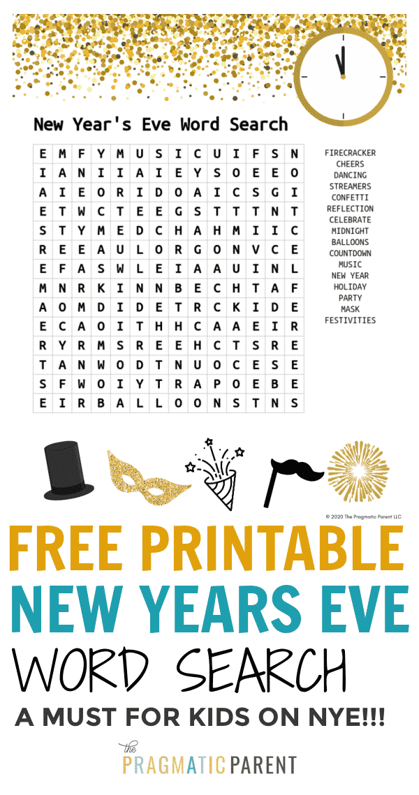 Free Printable New Years Kid 39 s Activity Word Search