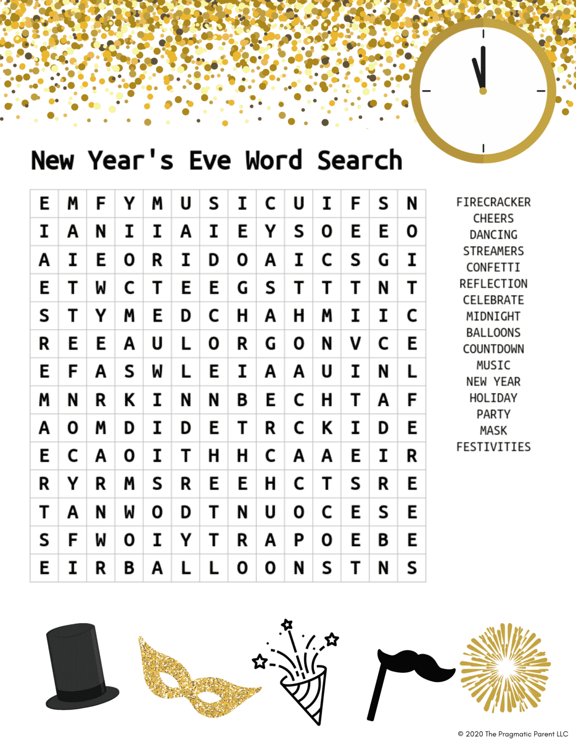  Free Printable New Years Kid 39 s Activity Word Search