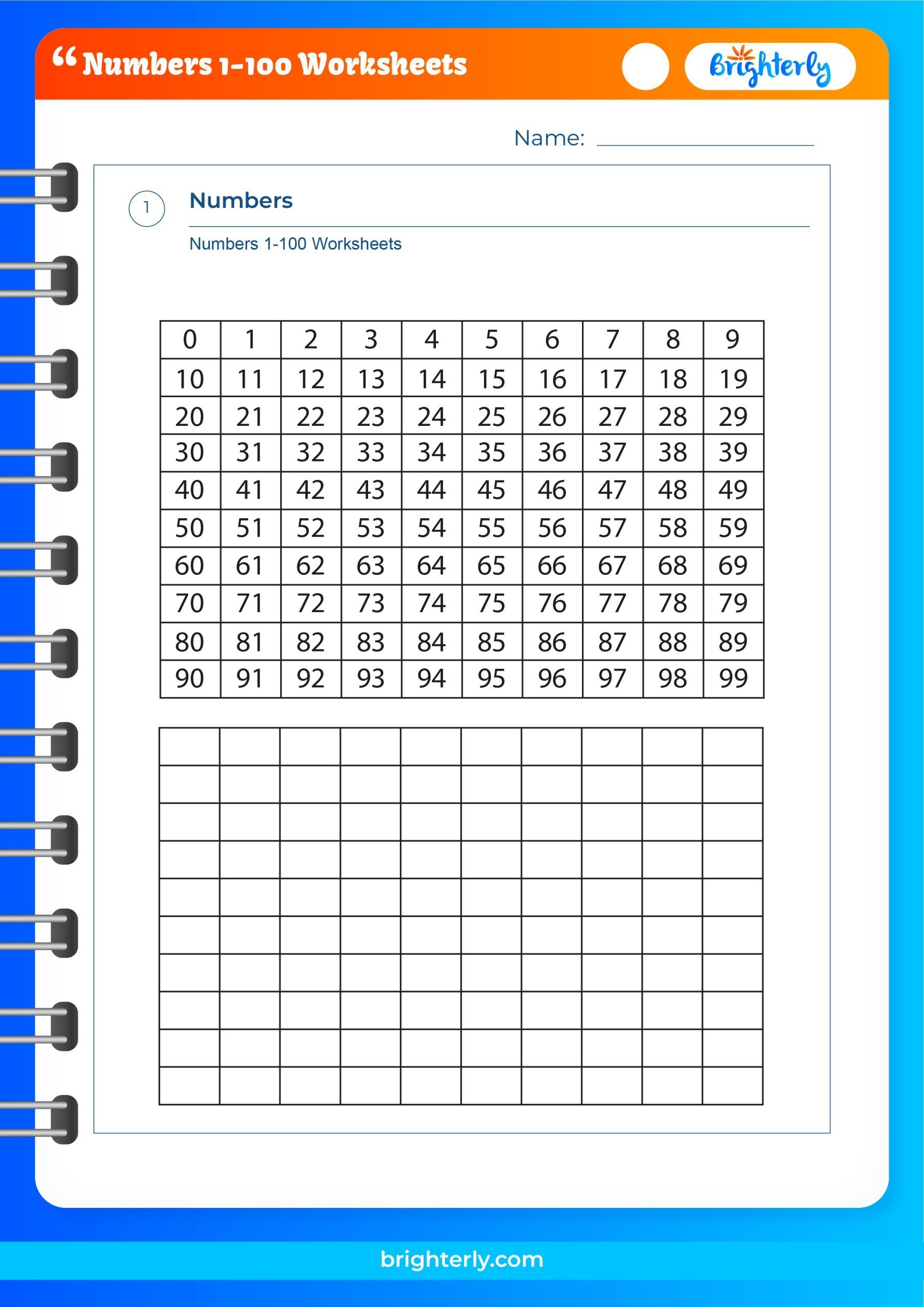 Free Printable Numbers 1 100 Worksheets For Kids PDFs 