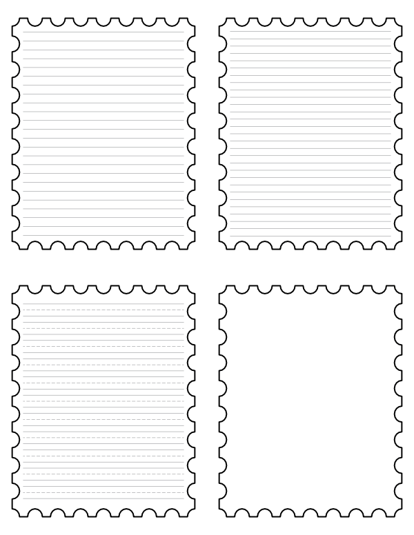 Free Printable Postage Stamp Shaped Writing Templates
