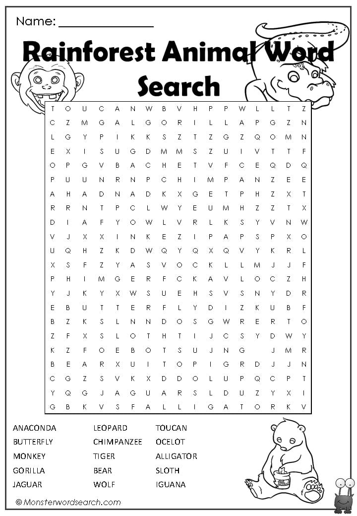 Free Printable Rainforest Worksheets