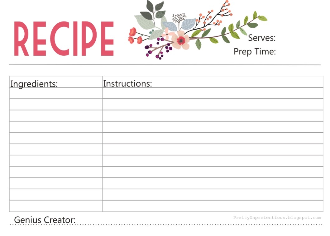 Free Printable Recipe Card Template Daxwisconsin
