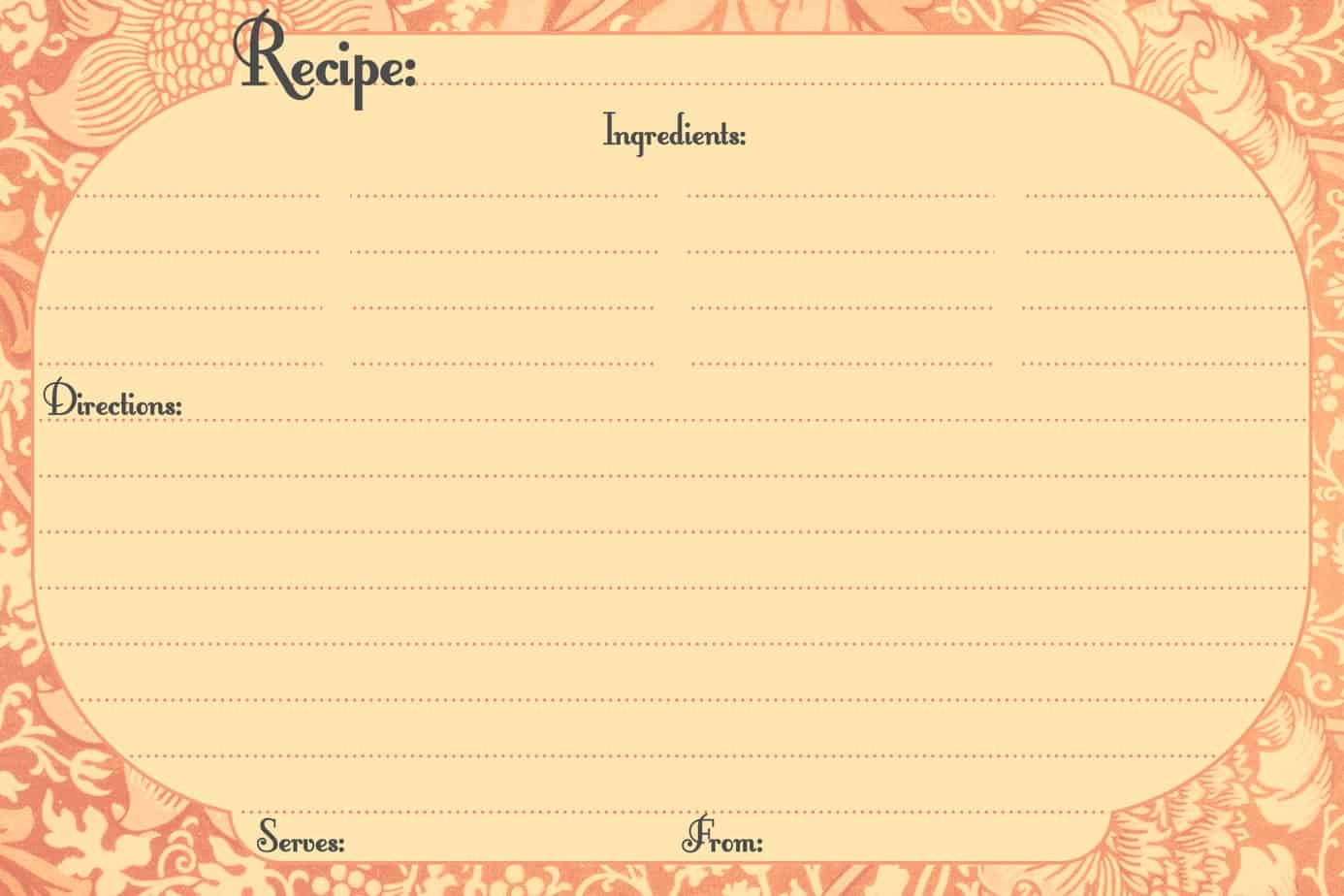 recipe card template free printable