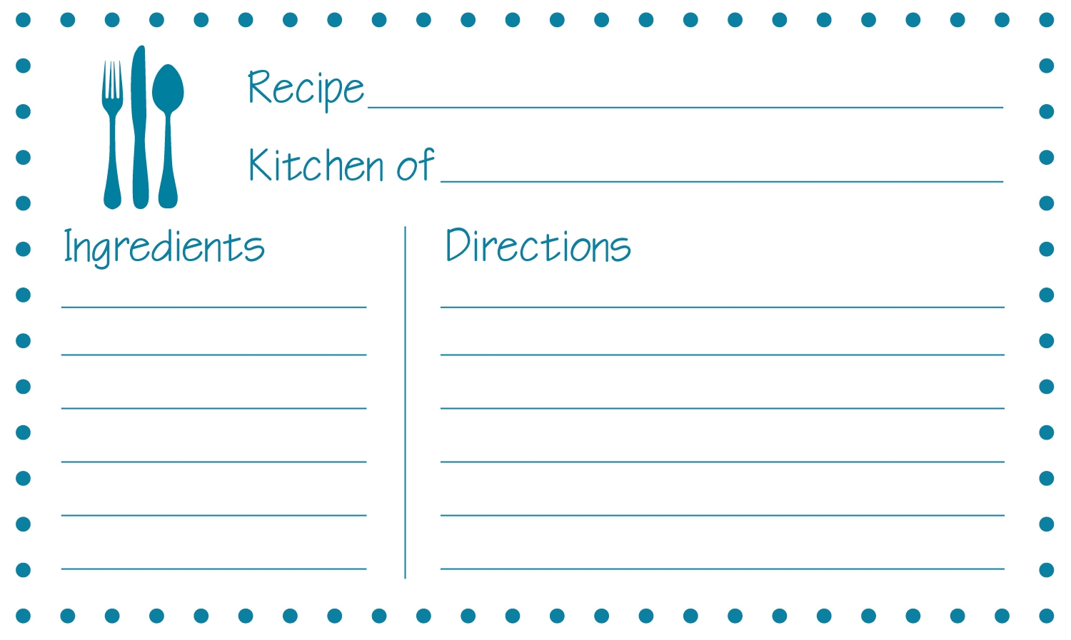 printable recipe cards template free