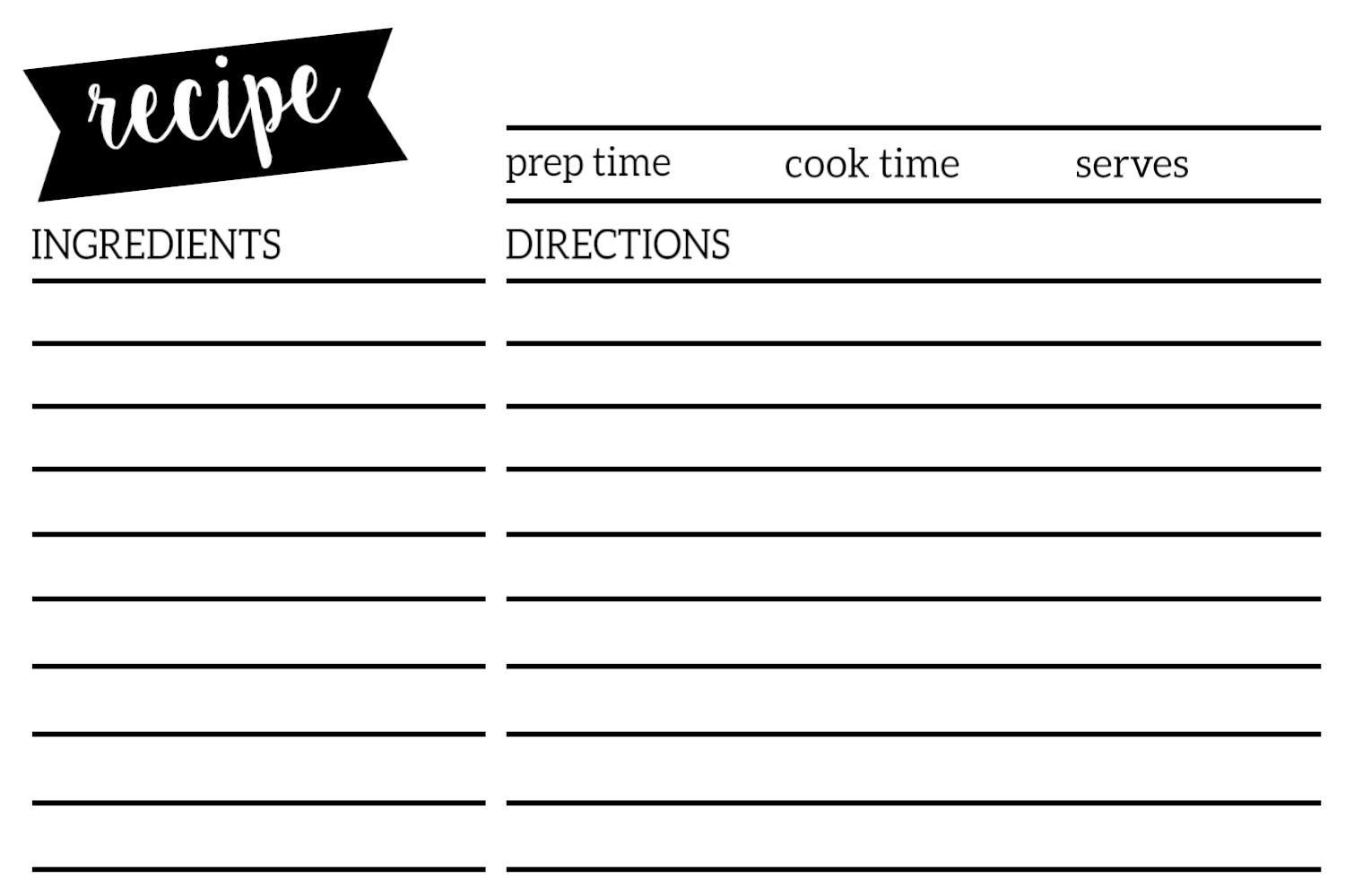 Free Printable Recipe Card Template Printable Templates