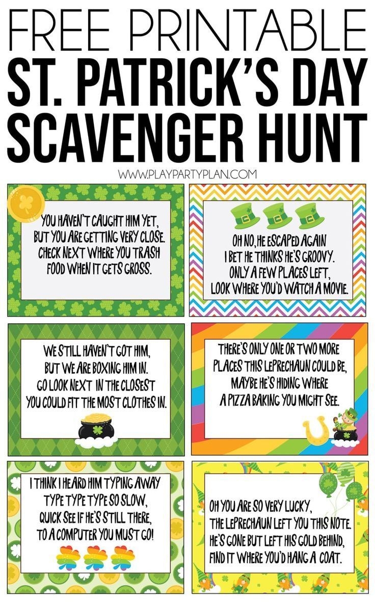 Free Printable St Patrick S Day Scavenger Hunt Artofit