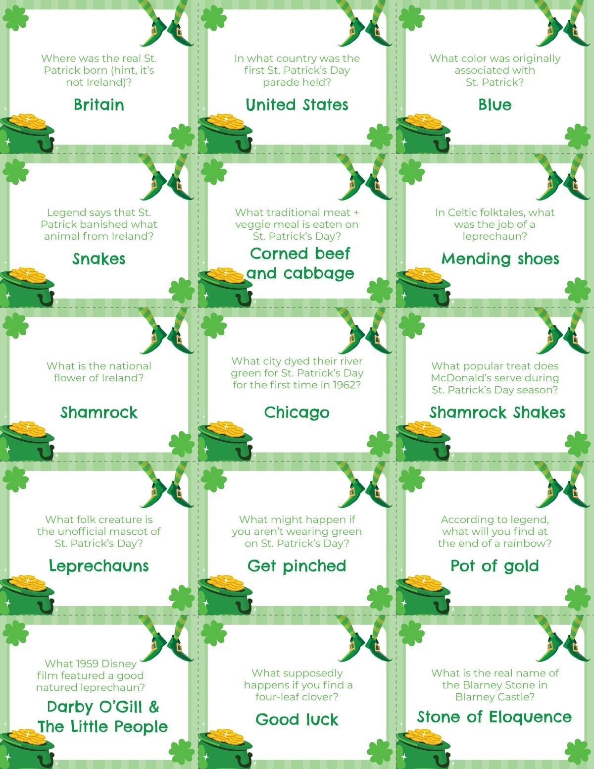 Free Printable St Patrick S Day Trivia Questions Realsimple