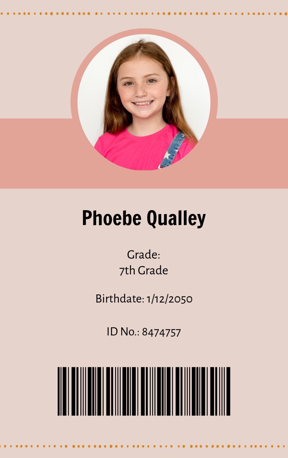 printable student id card template