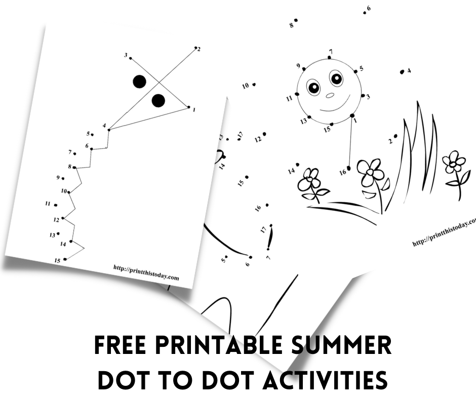 Free Printable Summer Dot To Dot Activities In 2022 Free Printables 