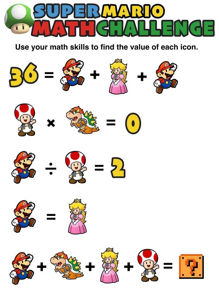 free printable super mario activity sheets