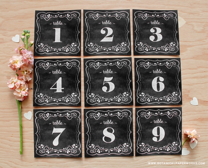 printable table number cards template