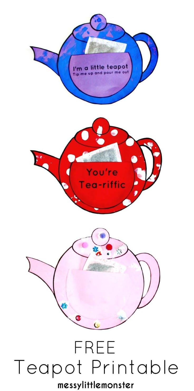 teapot mothers day card printable template