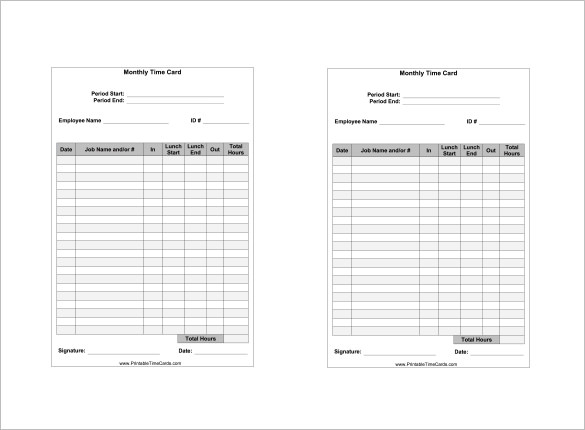 Free Printable Time Cards Room Surf