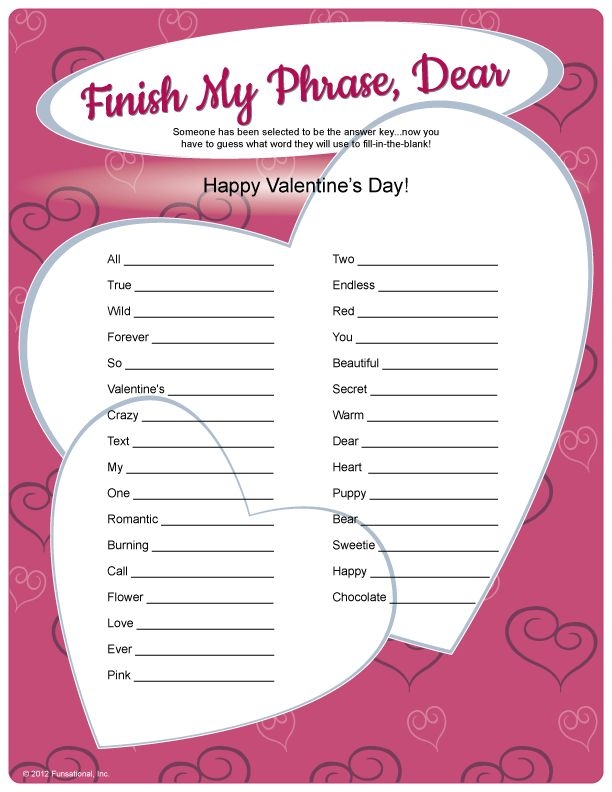Free Printable Valentine Games For Church Groups