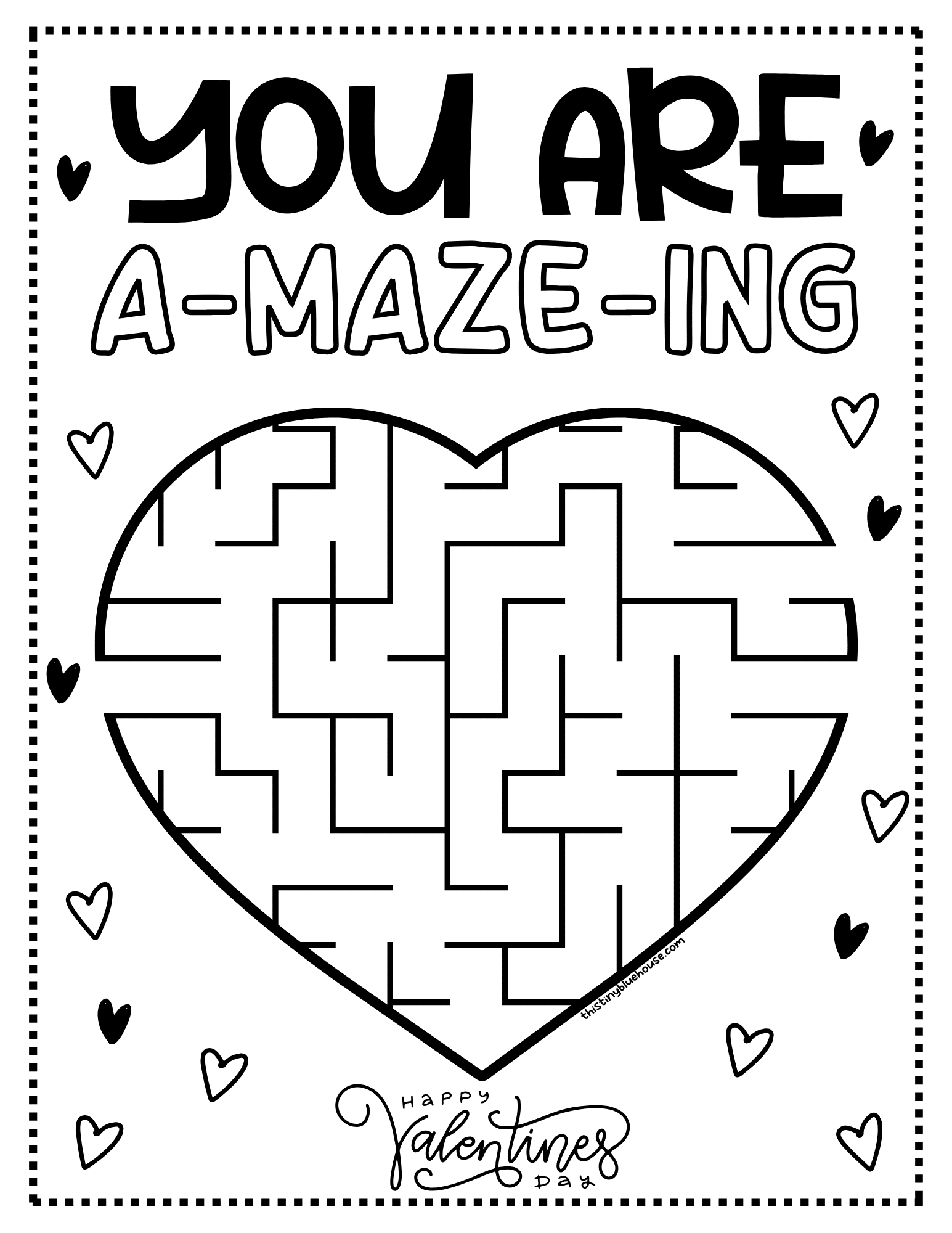 Free Printable Valentine Maze This Tiny Blue House