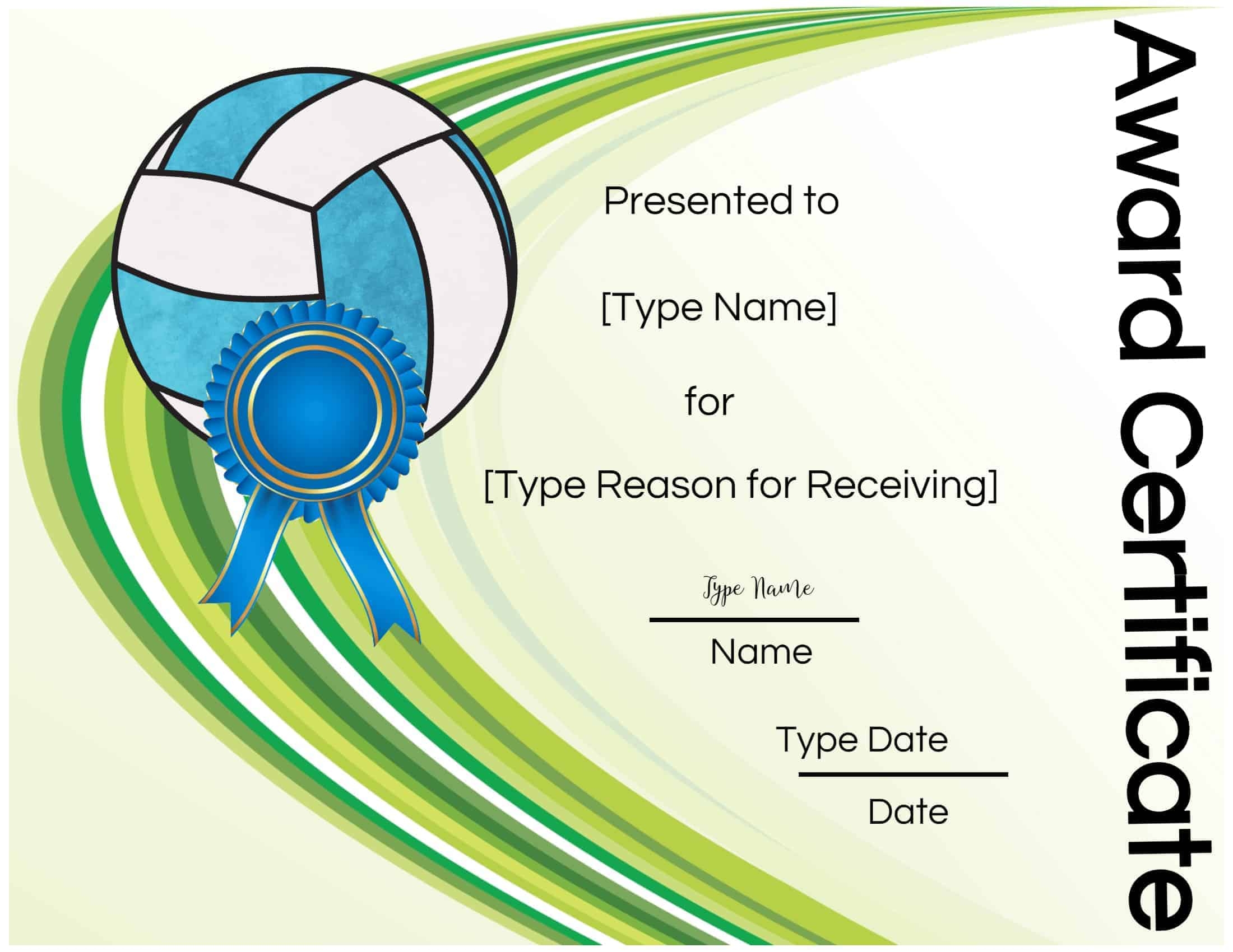 Free Printable Volleyball Certificate Template Printable Templates