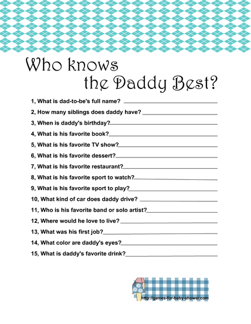 free printable daddy knows best baby shower game