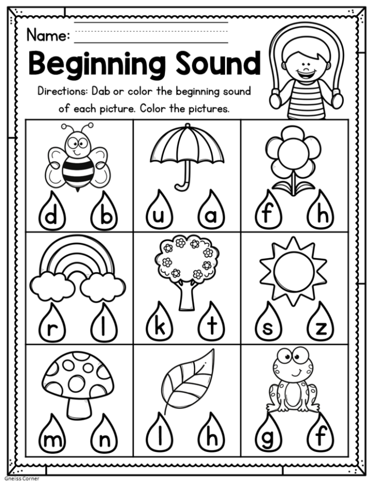 learning activities for kindergarten printable