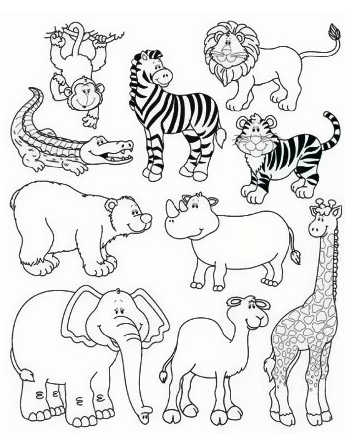 Free Printable Zoo Animals Coloring Page