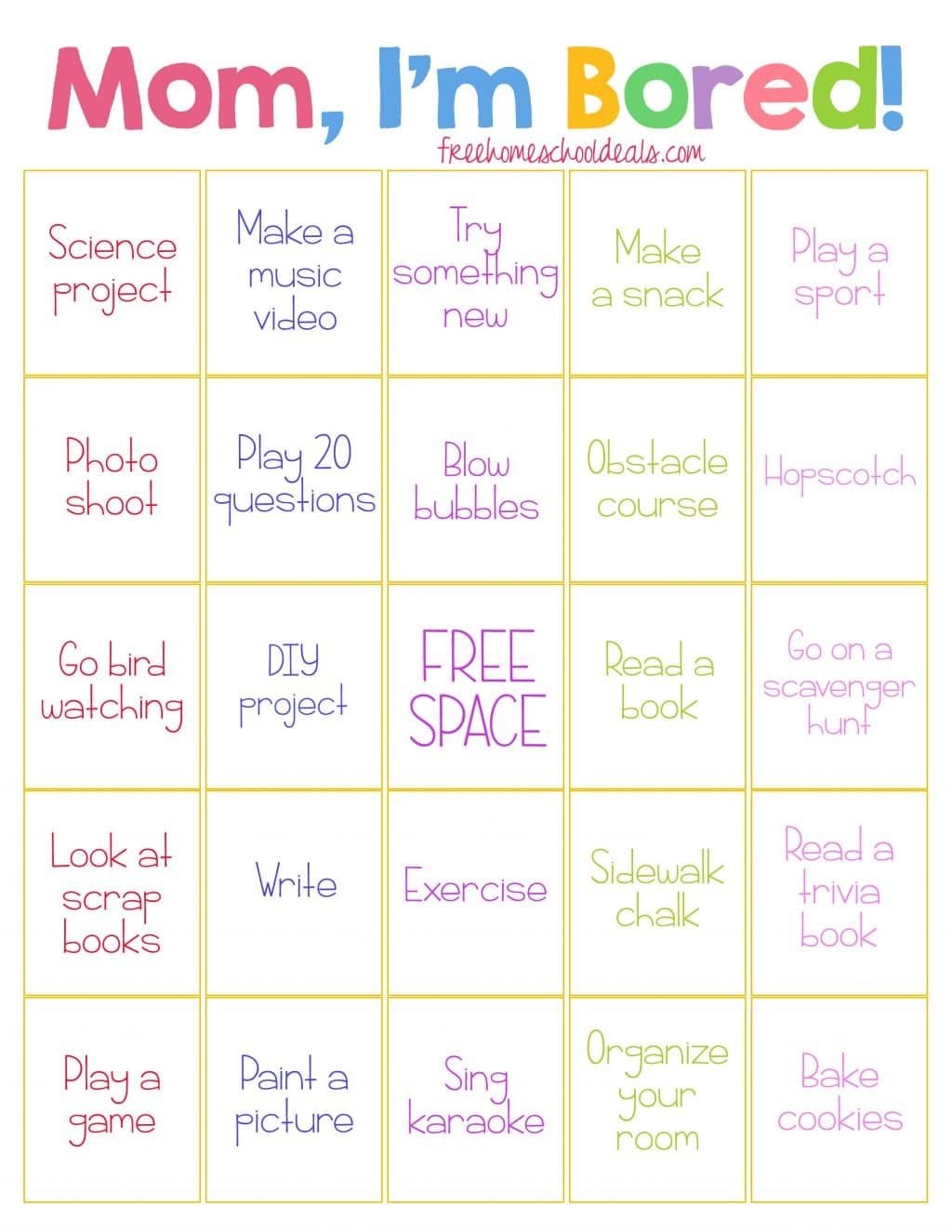 FREE quot I 39 M BORED quot BINGO CARD ACTIVITY Instant Download Activities 