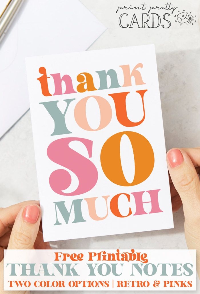 Free Retro Thank You Card Printables In Two Color Schemes Printable