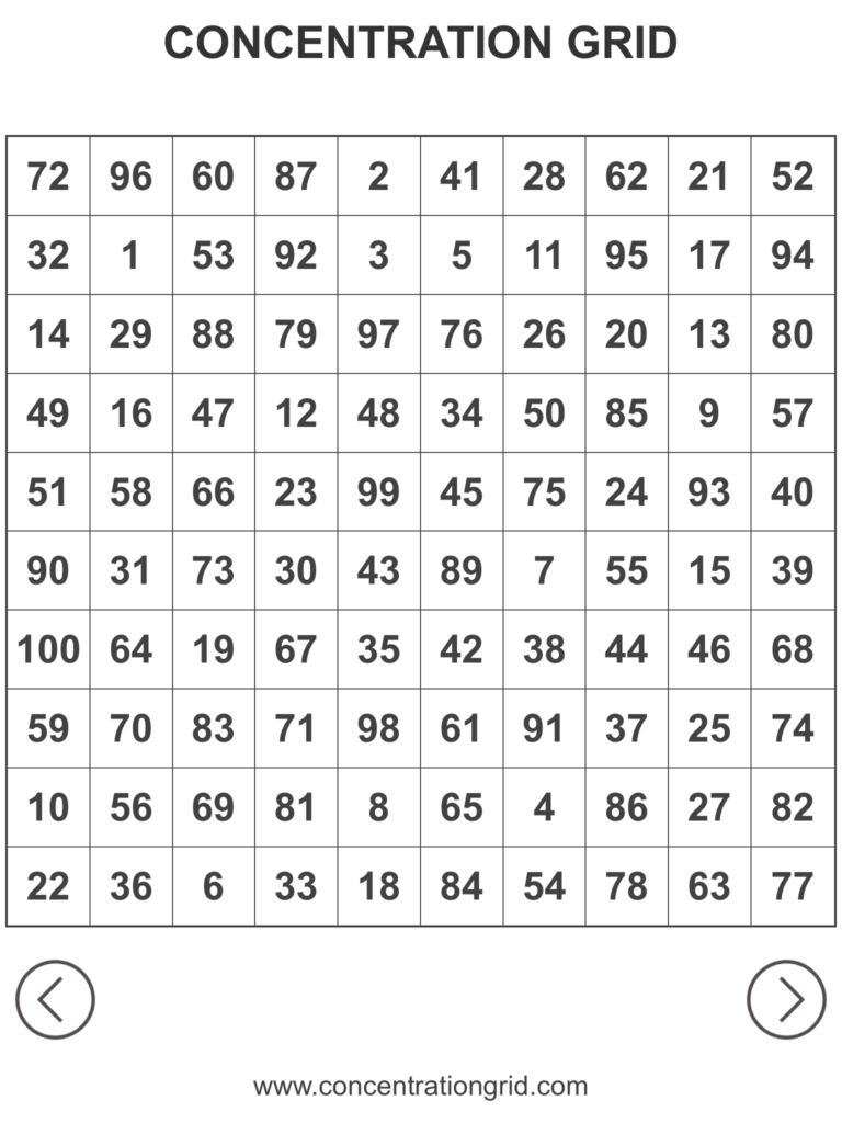 FREE SAMPLE 10 10 CONCENTRATION GRIDS PRINTABLE PDF FILE FOR 