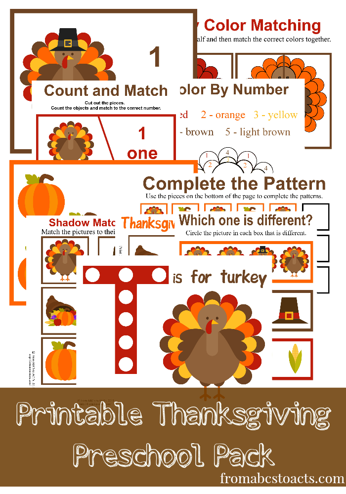 Free Thanksgiving Preschool Printables