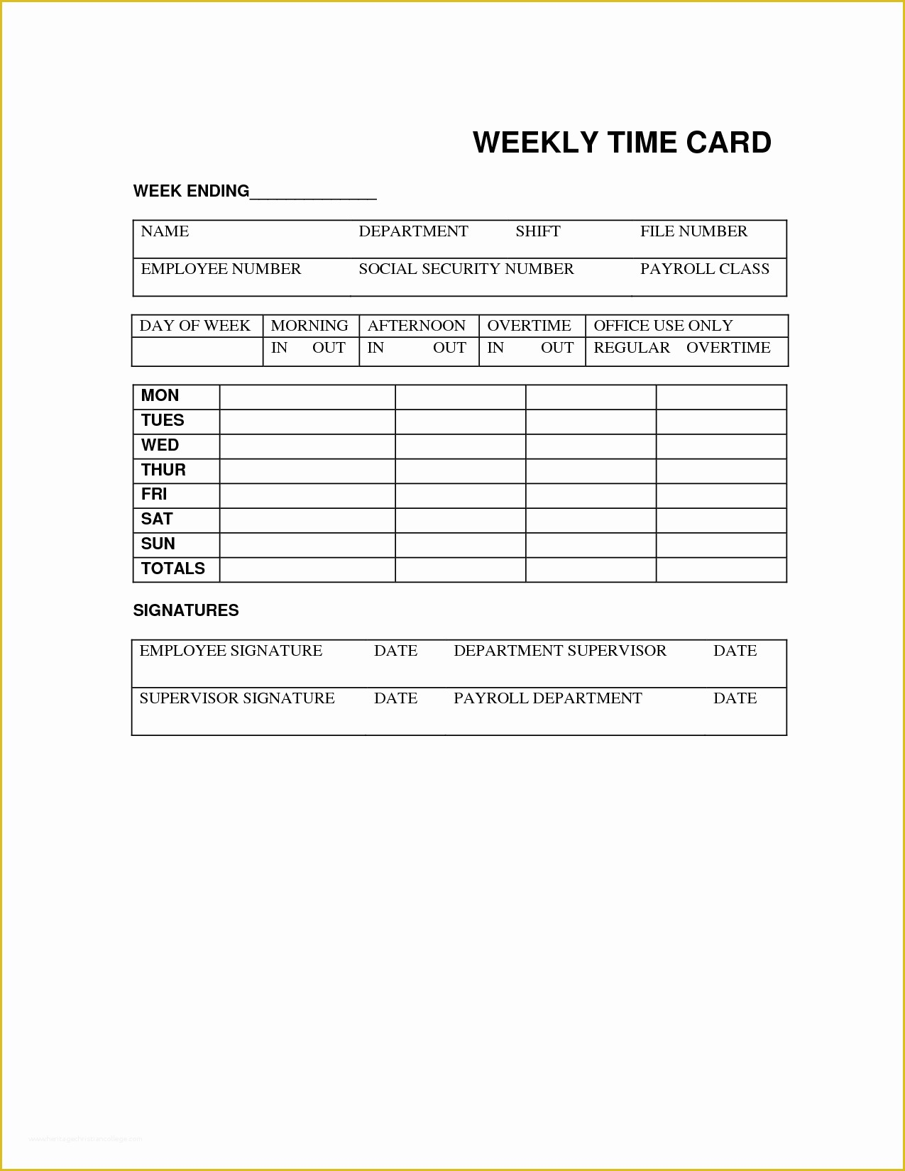 Free Time Card Template Of 4 Best Of Printable Weekly Time Card 