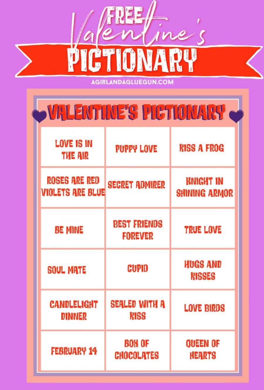 Free Valentine Game Printables A Girl And A Glue Gun
