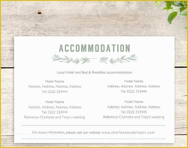 accommodation card printable template