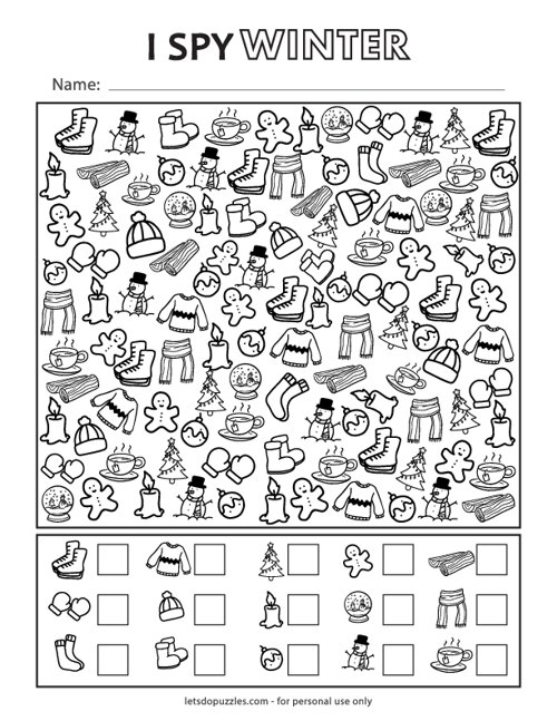 winter activity sheets free printable
