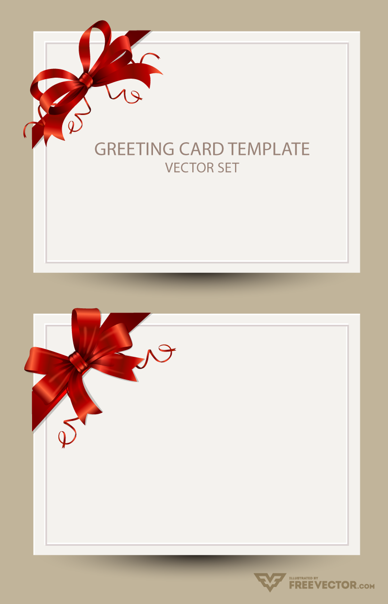 Freebie Greeting Card Templates With Red Bow AI EPS PSD PNG 