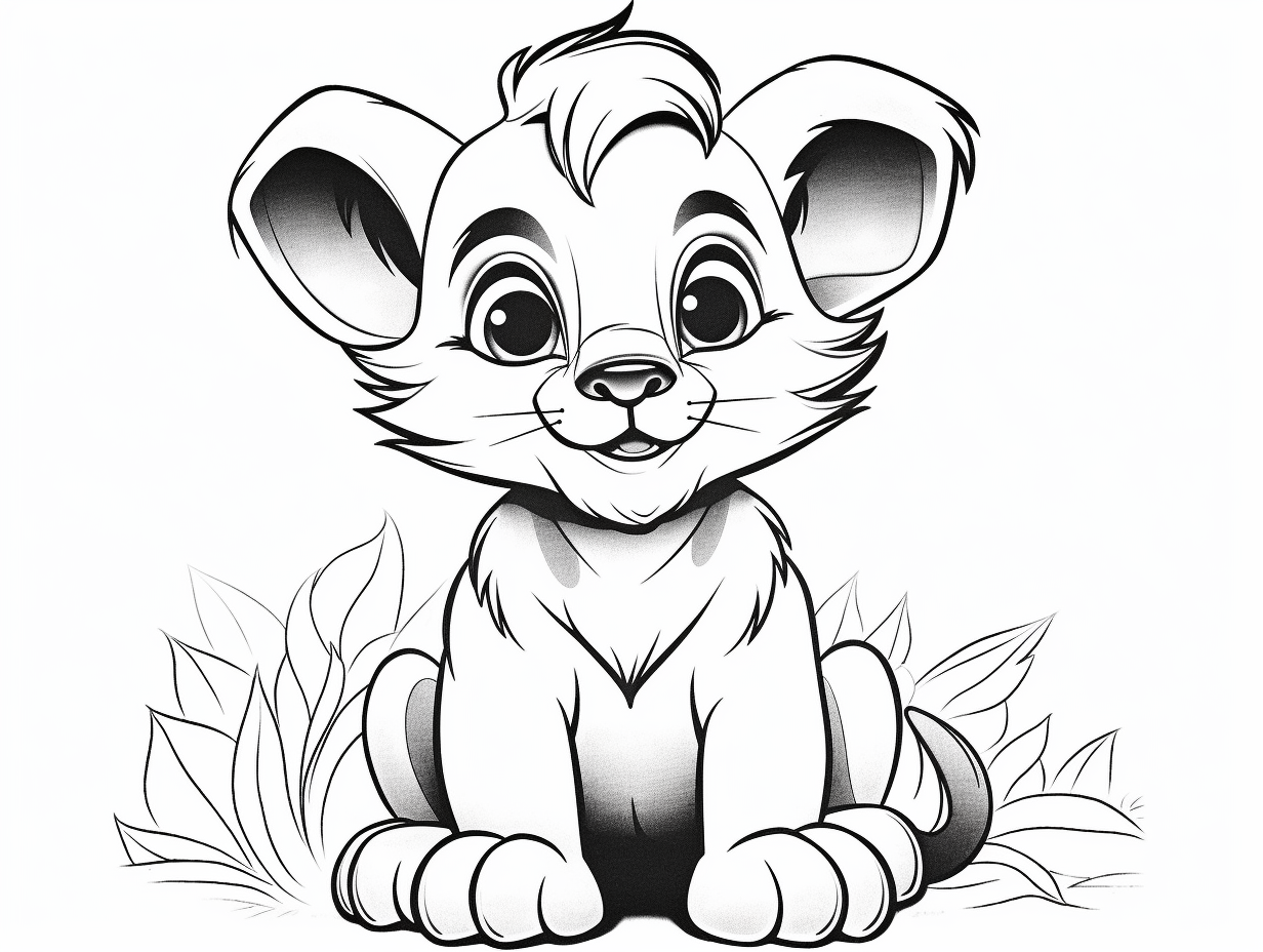 Friendly Lion Cub Coloring Page Coloring Page