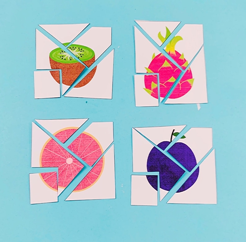 Fruit Puzzle Printable Fruit Printable Fruit Learning Color Etsy