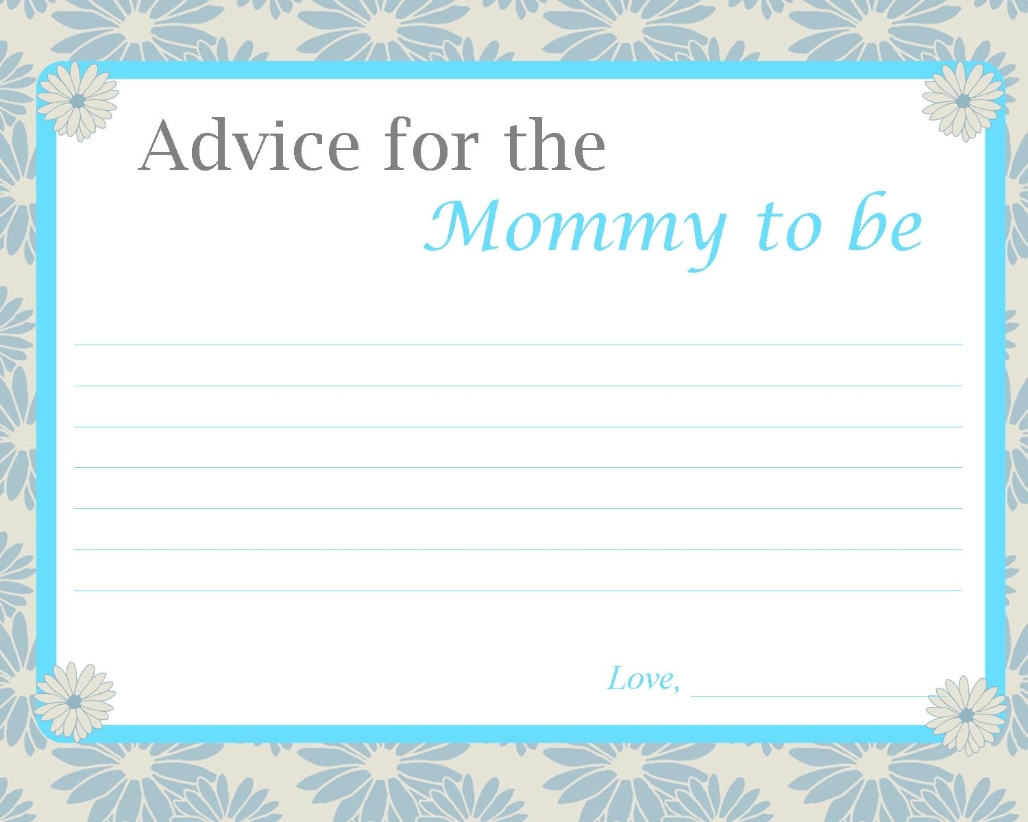 baby boy free printable advice cards for baby shower template