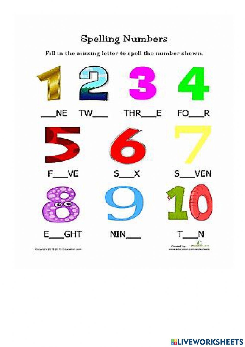 Fun Number Words 1 10 Spelling Worksheets For Kids Worksheets Library