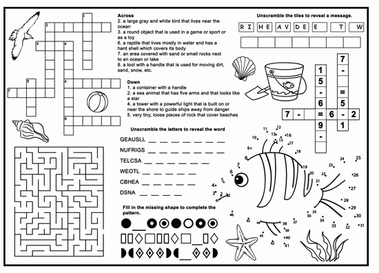 free printable fun activity sheets