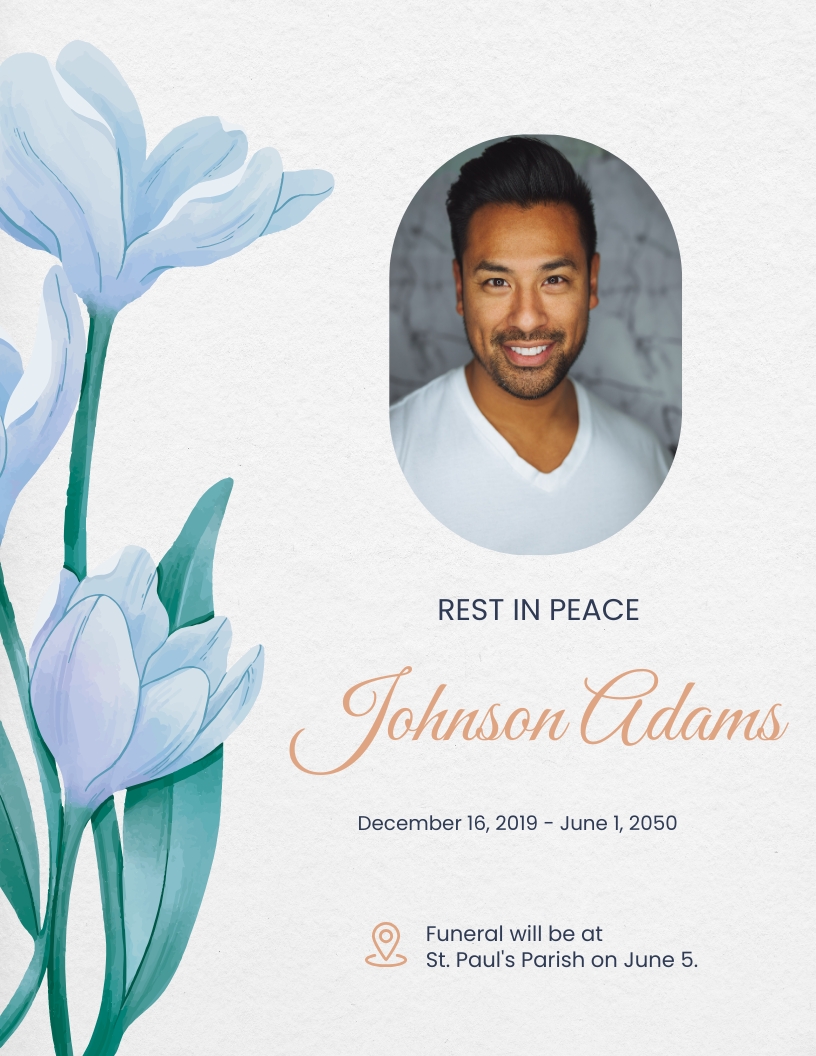 Funeral Rest In Peace Flyer Template Edit Online Download Example