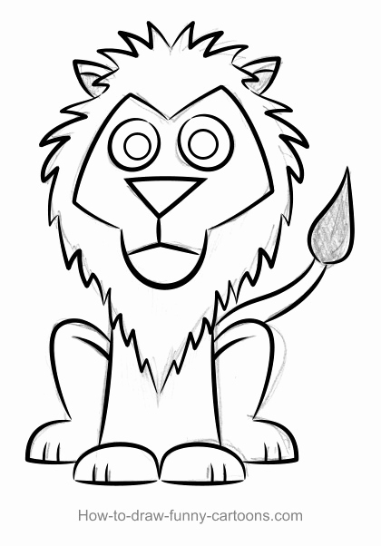 lion drawing color easy