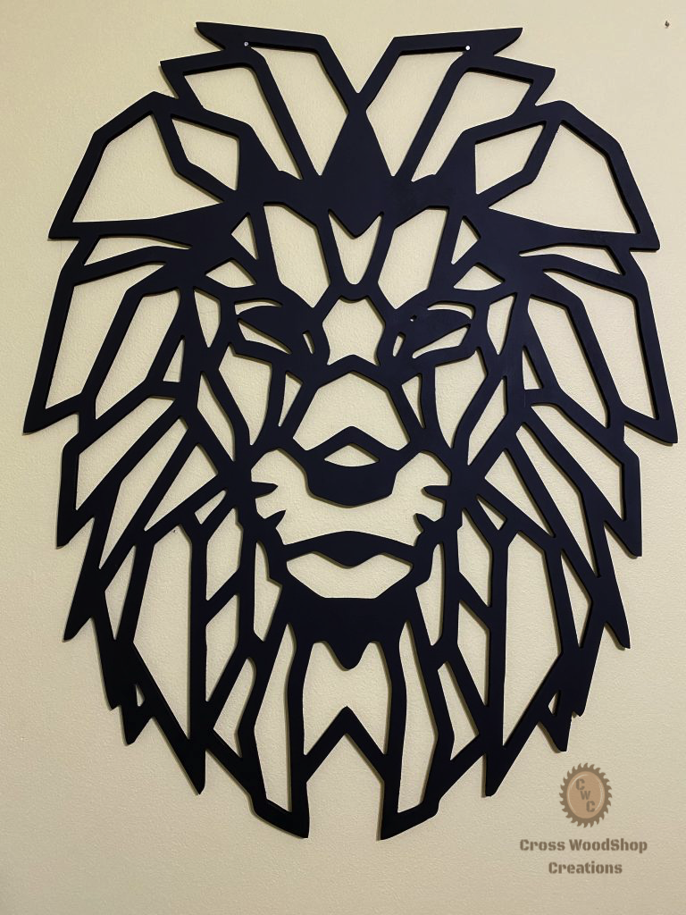 Geometric Lion Head Cross Woodshop Creations