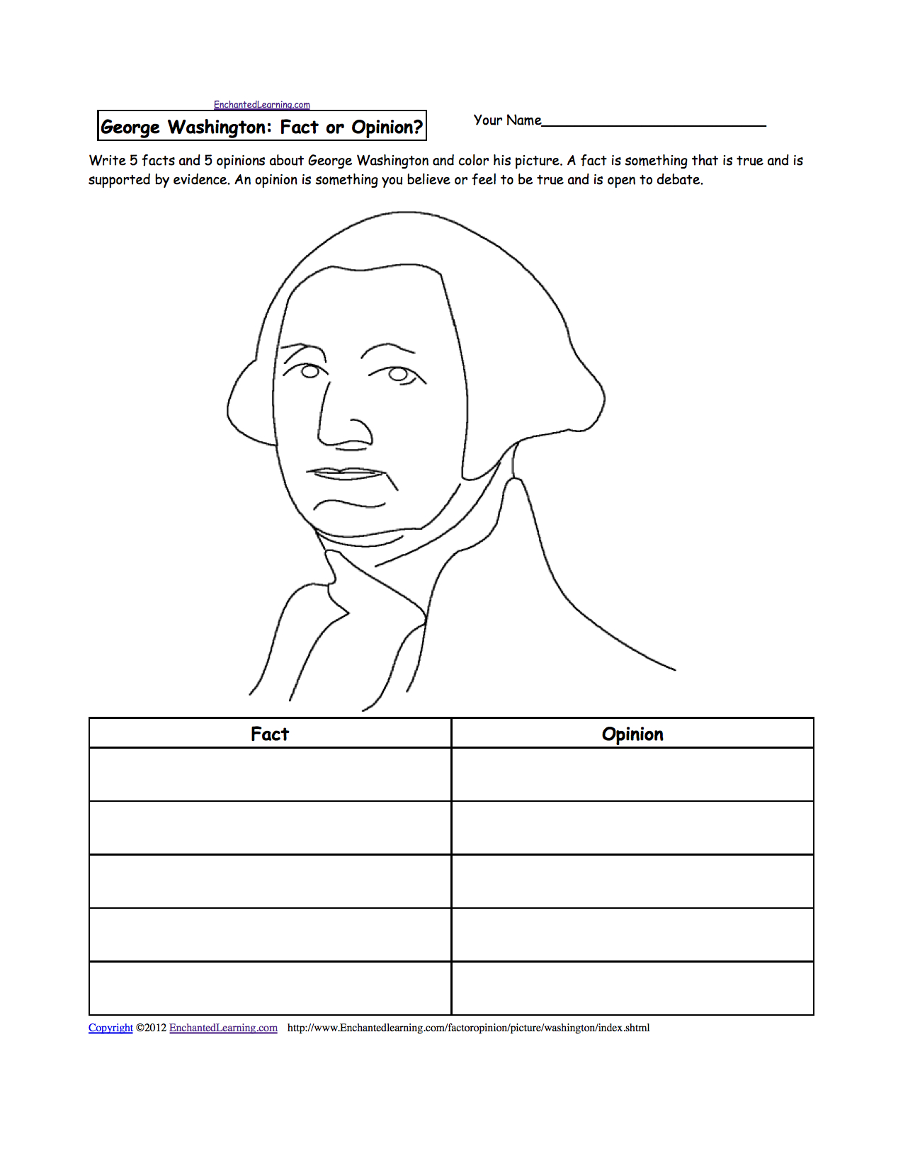George Washington Enchantedlearning Free Printable George 