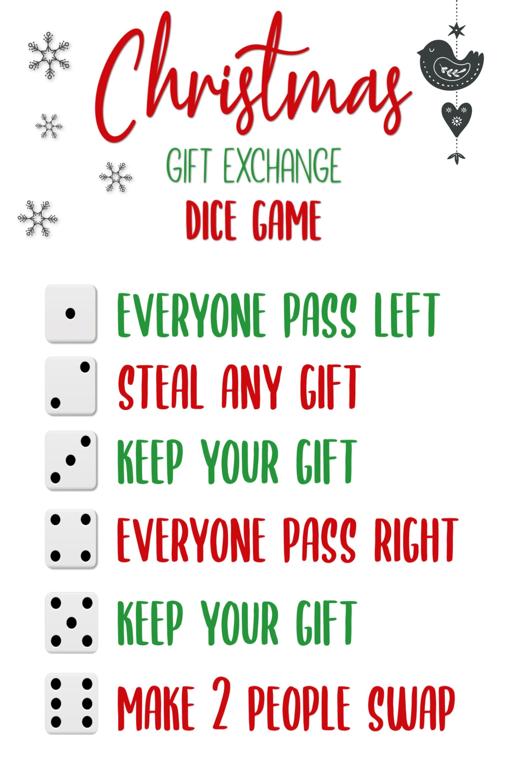 Gift Exchange Dice Game Free Printable Dev onallcylinders