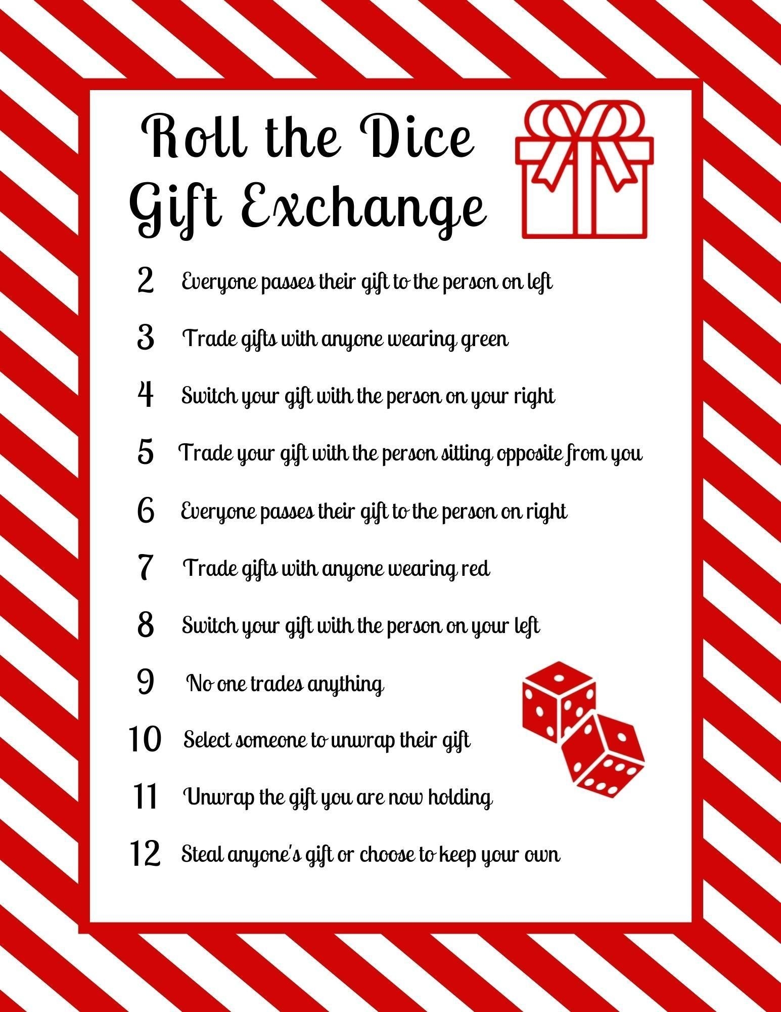 Gift Exchange Dice Game Free Printable Dev onallcylinders