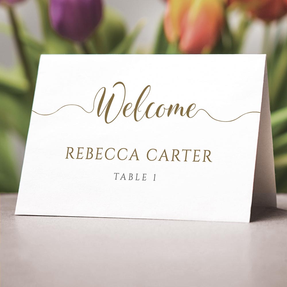 Gold Wedding Place Card Template Digital Download Editable