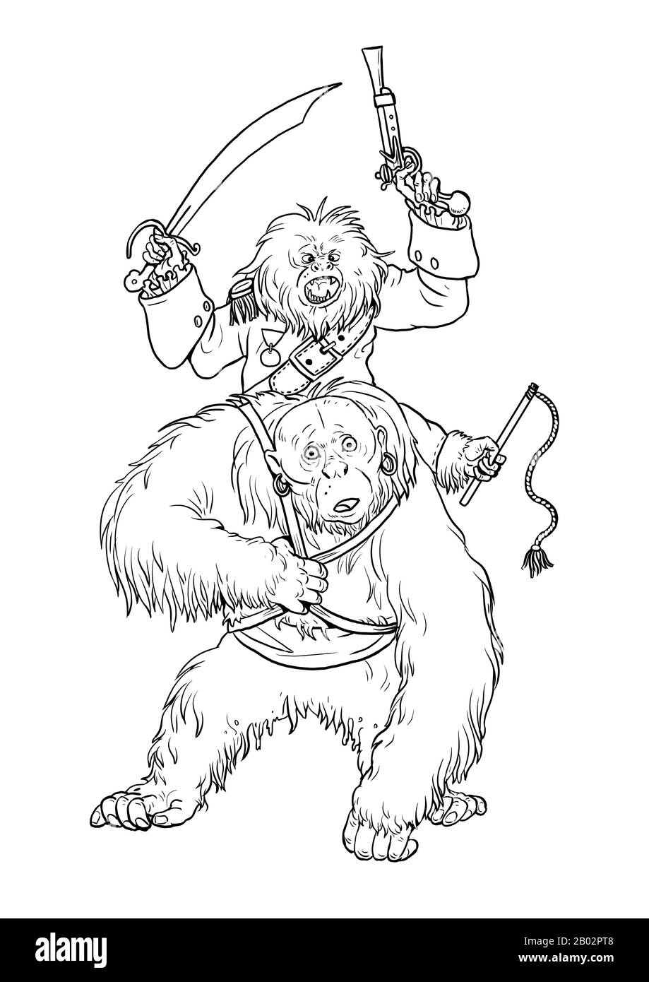 Golden Lion Tamarin And Uakari Coloring Page Funny Outline Clipart 