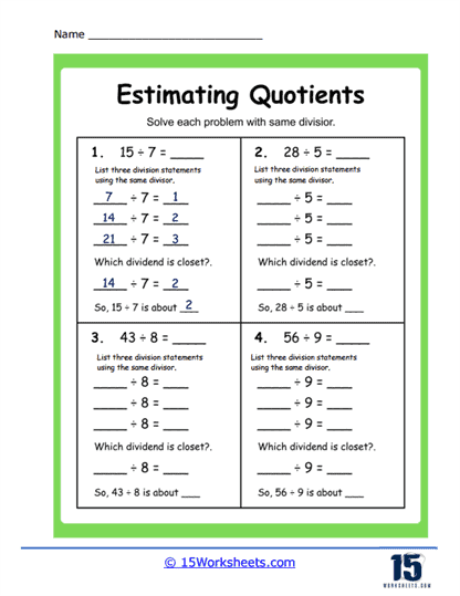Grade 5 Estimating Quotients Using Compatible Numbers TEKS 5 3A 