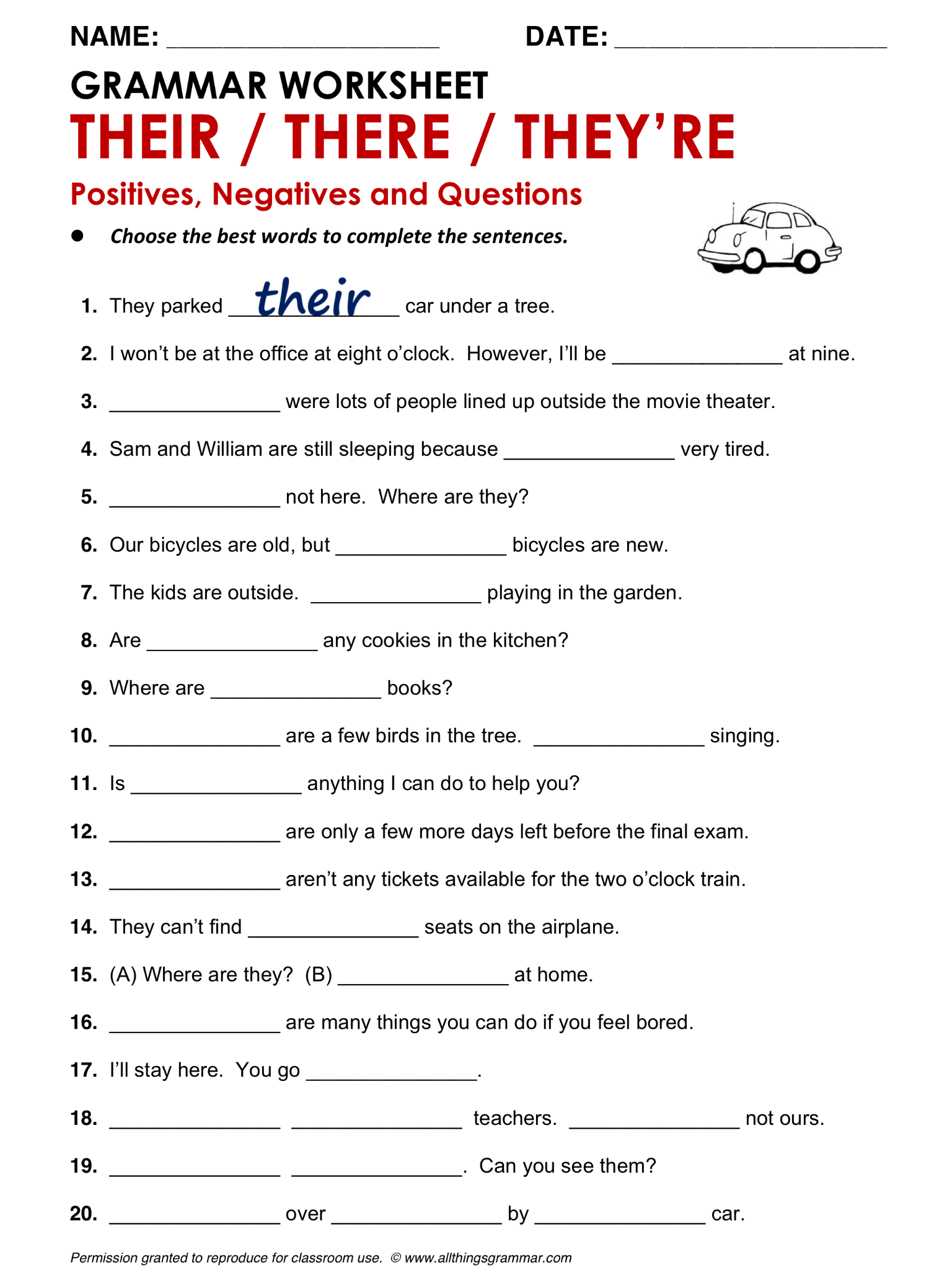 middle school activity printable