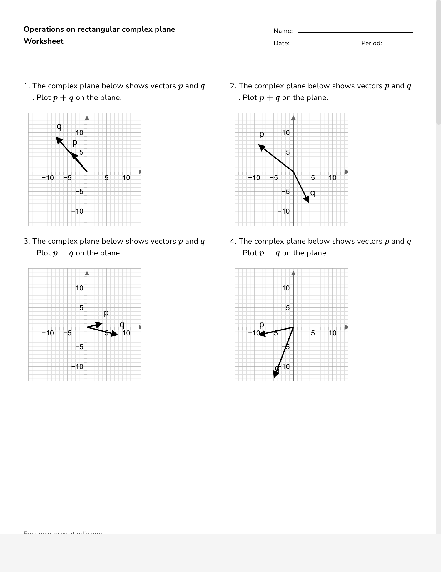Graphing Complex Numbers GeoGebra Worksheets Library