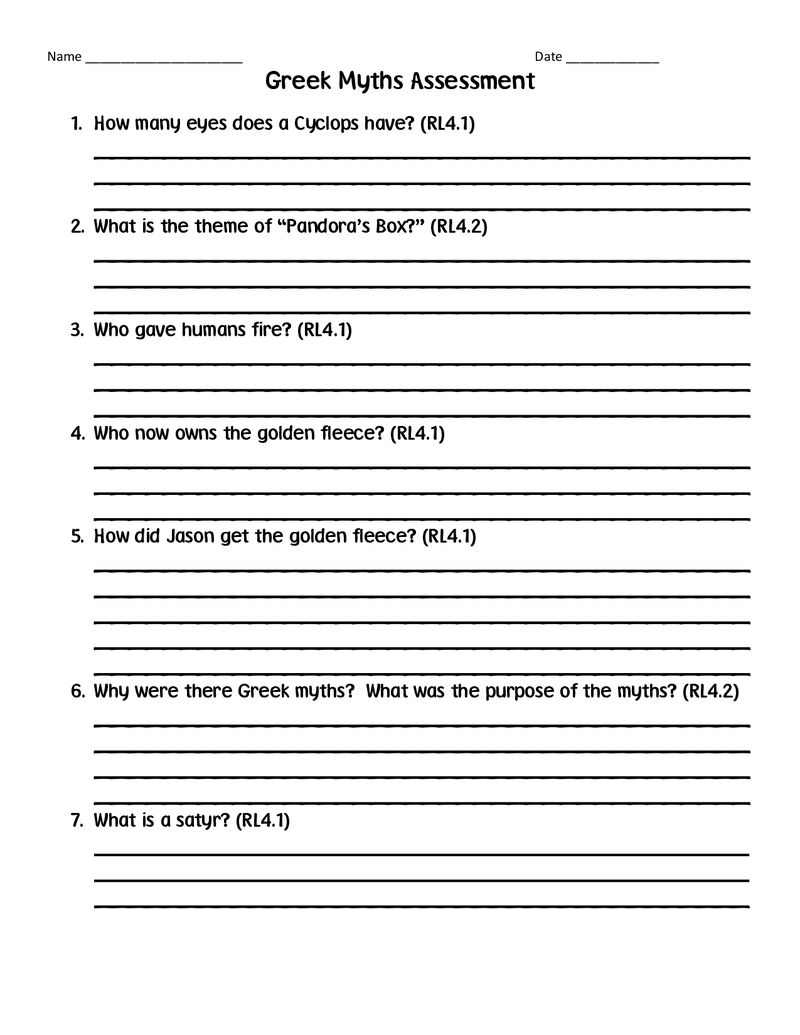 mythology activities printable